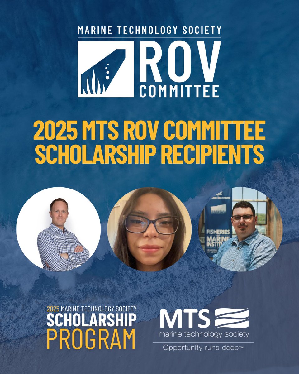 Marine Technology Society (@mtsociety) on Twitter photo π Meet the 2025 MTS ROV Committee Scholarship Recipients! π
π Congratulations to the 2025 Recipients:
πΉ Daniel Heil
πΉ Shamus Mayo
πΉ Vanessa Huerta
π Read More: hubs.ly/Q03wXKbj0
#ScholarshipRecipient #Scholarships #OceanScience #MarineTechnology #ROV π Meet the 2025 MTS ROV Committee Scholarship Recipients! π
π Congratulations to the 2025 Recipients:
πΉ Daniel Heil
πΉ Shamus Mayo
πΉ Vanessa Huerta
π Read More: hubs.ly/Q03wXKbj0
#ScholarshipRecipient #Scholarships #OceanScience #MarineTechnology #ROV