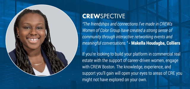 #TestimonialTuesday Makella Houdagba, Research Analyst at Colliers International, shares her thoughts on being part of CREW Boston.  Interested in joining our CREW?  Apply today! crewboston.org/Membership/App… #commercialrealestate #crewglobalnetwork #CREboston #CREwomen