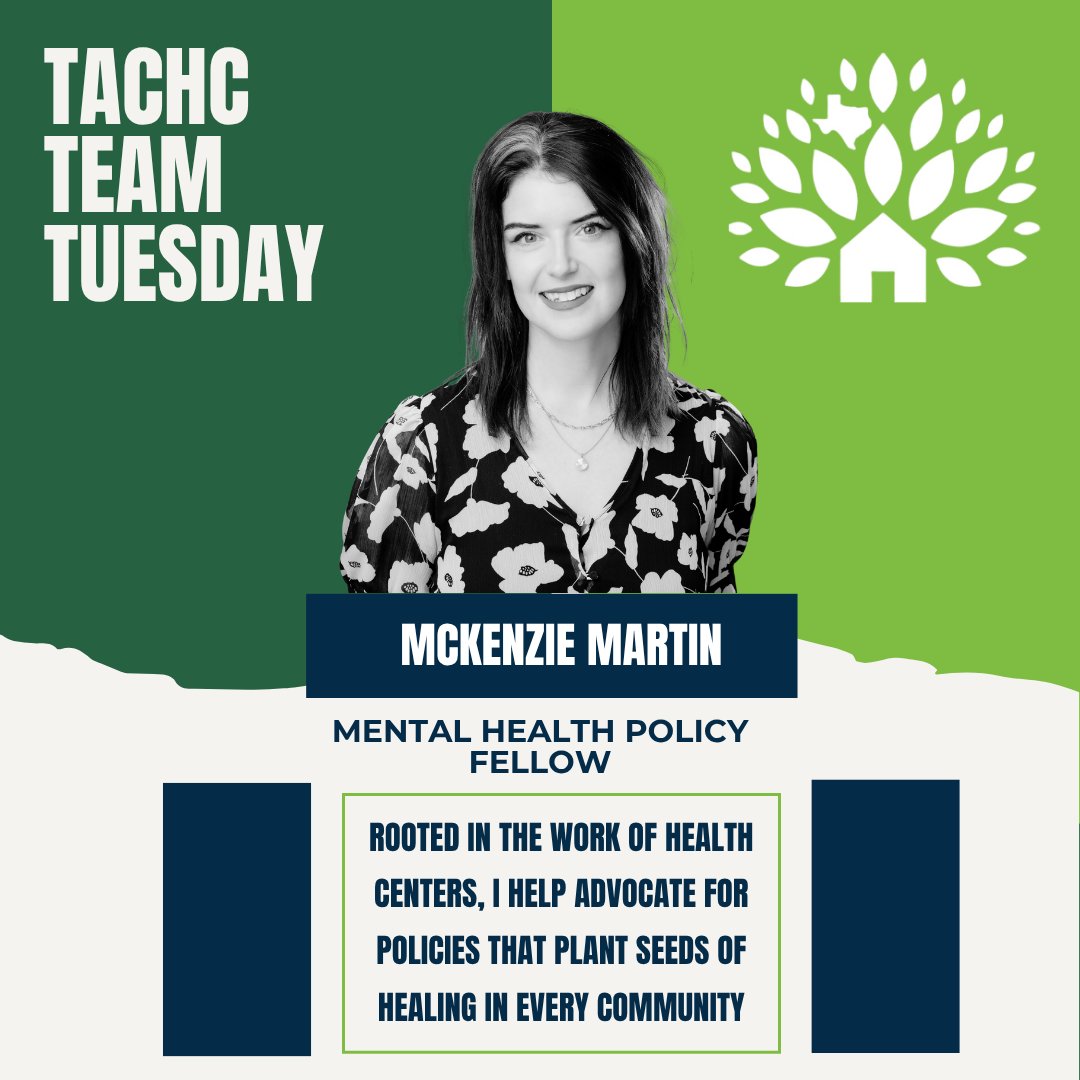 TexasCHCs's tweet image. 🌟 TACHC Team Tuesday 🌟
Meet Mckenzie Martin, our passionate Mental Health Policy Fellow at TACHC! Mckenzie works to strengthen behavioral health access and advocacy across Texas community health centers. Thank you for the work you do to support our communities!