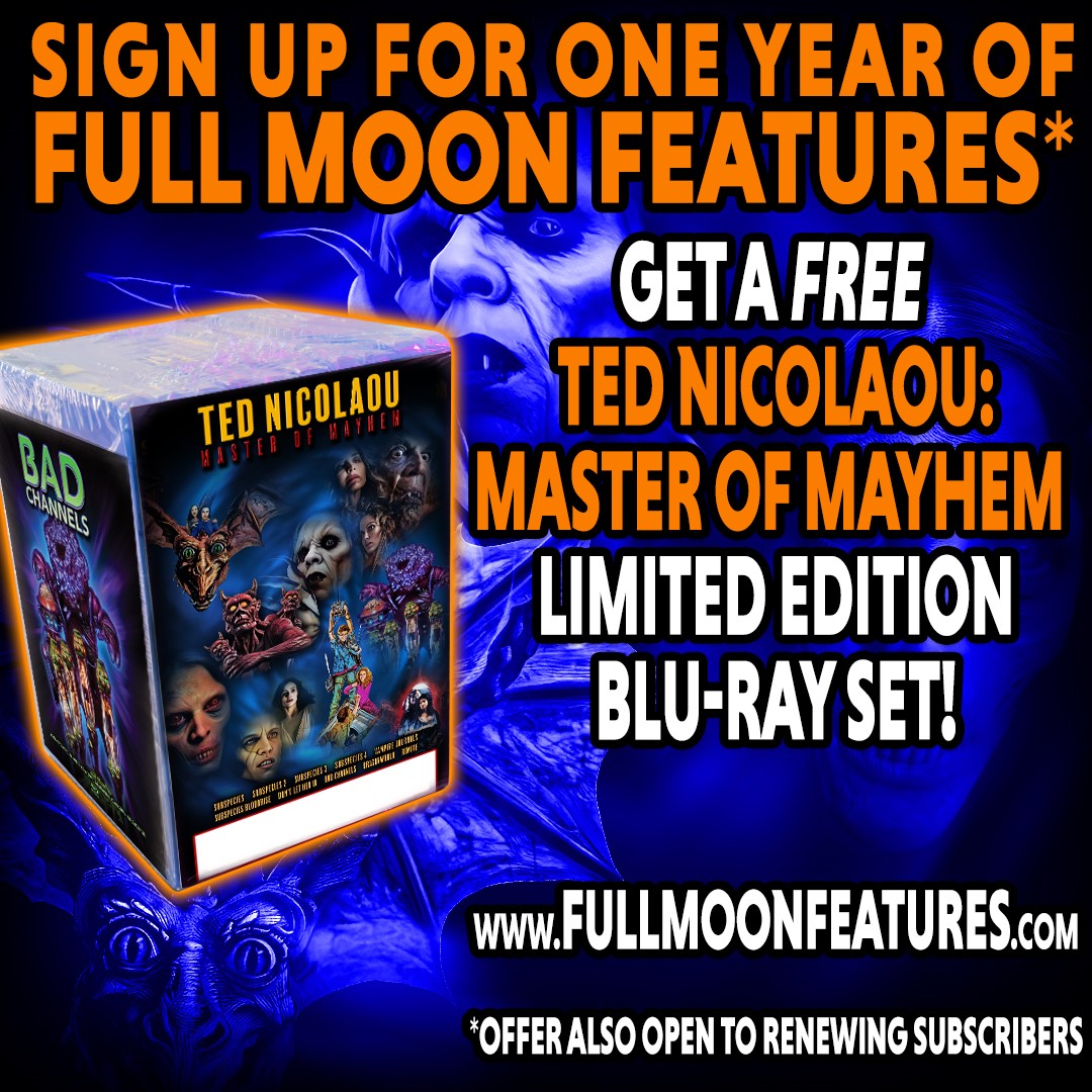 fullmoonhorror's tweet image. Get FREE the exclusive TED NICOLAOU: MASTER OF MAYHEM 10 disc #Bluray set when you sign-up for a year to the #FullMoon app! And watch all your favorite Full Moon Features films plus many rare #cult #horror and #scifi movies! Get it while supplies last!!
Only at…