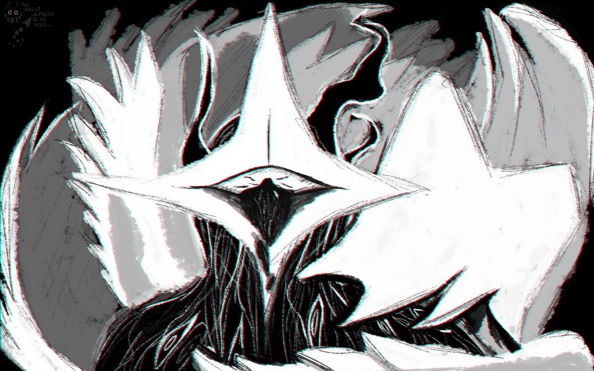 Moondrahh's tweet image. T H E 
T I T A N S    S H A P E 
F R O M    D A R K E N E D    E Y E S.

#DELTARUNE