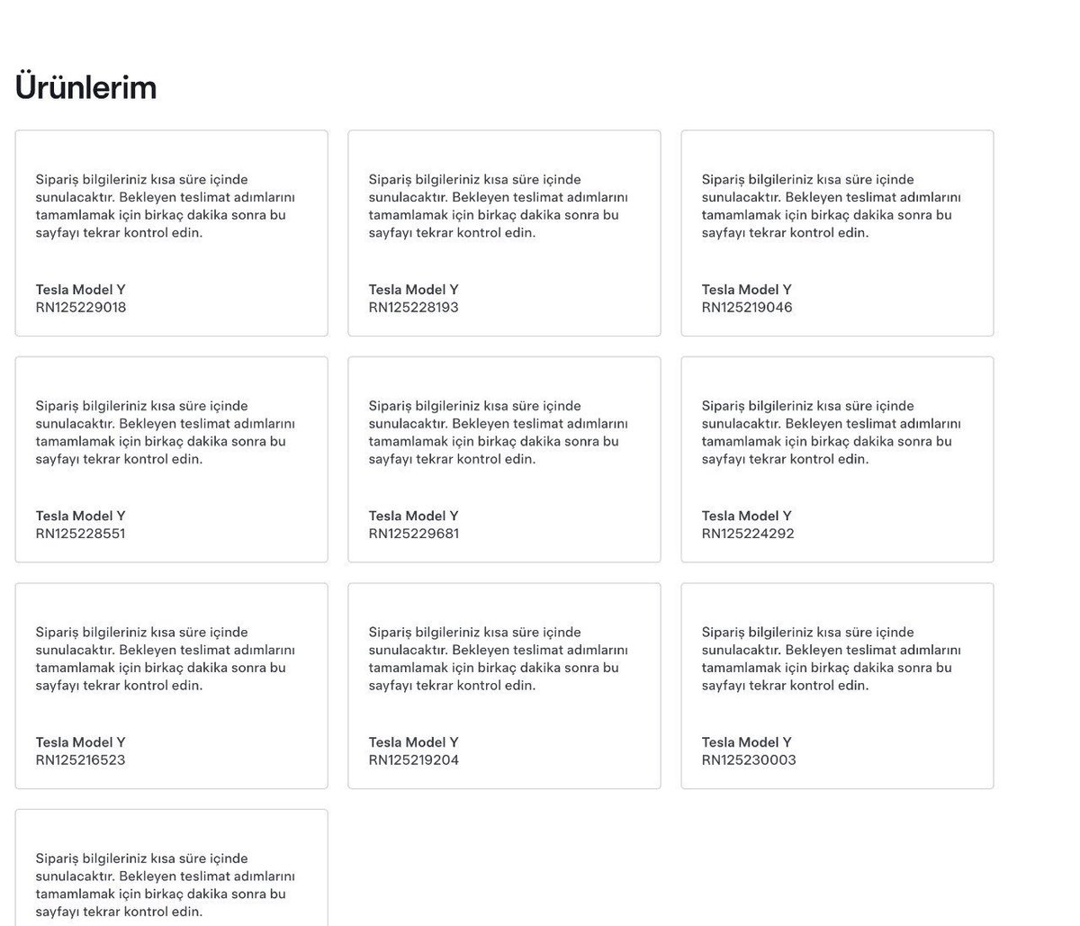 Gruptan biri bugün Envanter'den 10 tane araç rezerve etmiş 21.30 'da araçlar tekrar satışa düşer