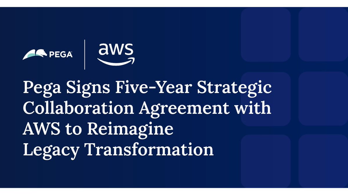 🚀 Big news! Pega &amp; AWS just inked a 5-year partnership to turbocharge legacy transformation with generative AI. Say goodbye to technical debt &amp; hello to faster modernization! Tools like Pega Blueprint™ &amp; Amazon Bedrock are leading the way.

🌐 Dive in: my.sociabble.com/8sATyRQXY9mY