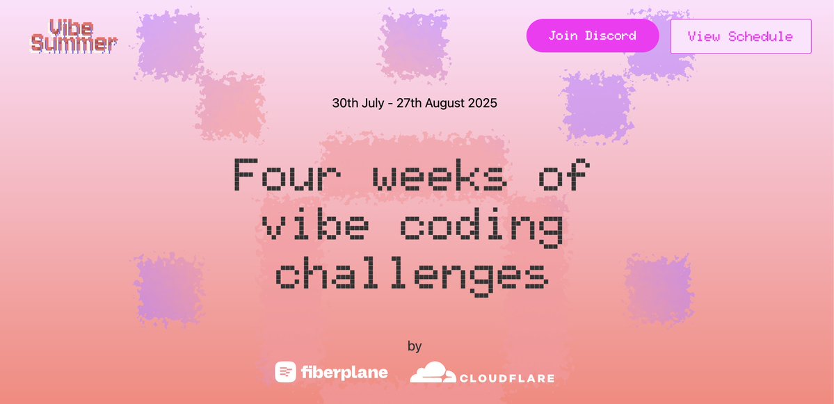 fiberplane's tweet image. 🎧 What’s vibing this summer?
@fiberplane & @CloudflareDev are bringing you:
Vibe Summer ☀️⛱️
With amazing partners like @elevenlabsio. And more to come ...
Early birds only: vibesummer.honc.dev
