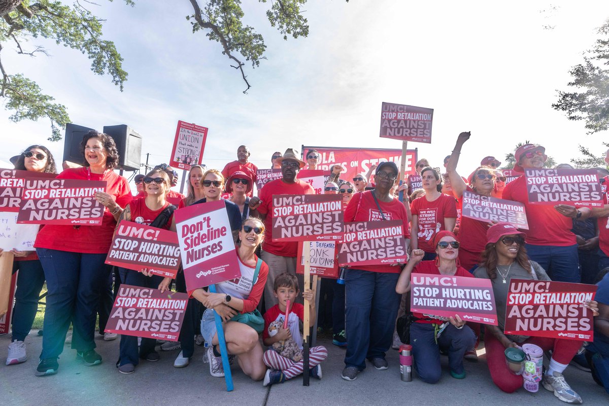 NationalNurses's tweet image. Good morning from the #UnionStrong nurses at @UMCNO on strike! ☀️🪧
We organized to have a voice for our patients and ourselves, but management wants to retaliate against those who speak out. We won't stand for it!