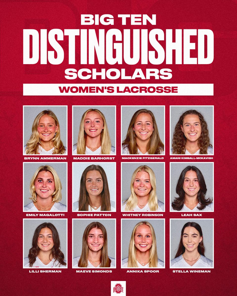 OhioStateWLAX's tweet image. Congrats to our 12 B1G Distinguished Scholars!🧠📚
#GoBucks
