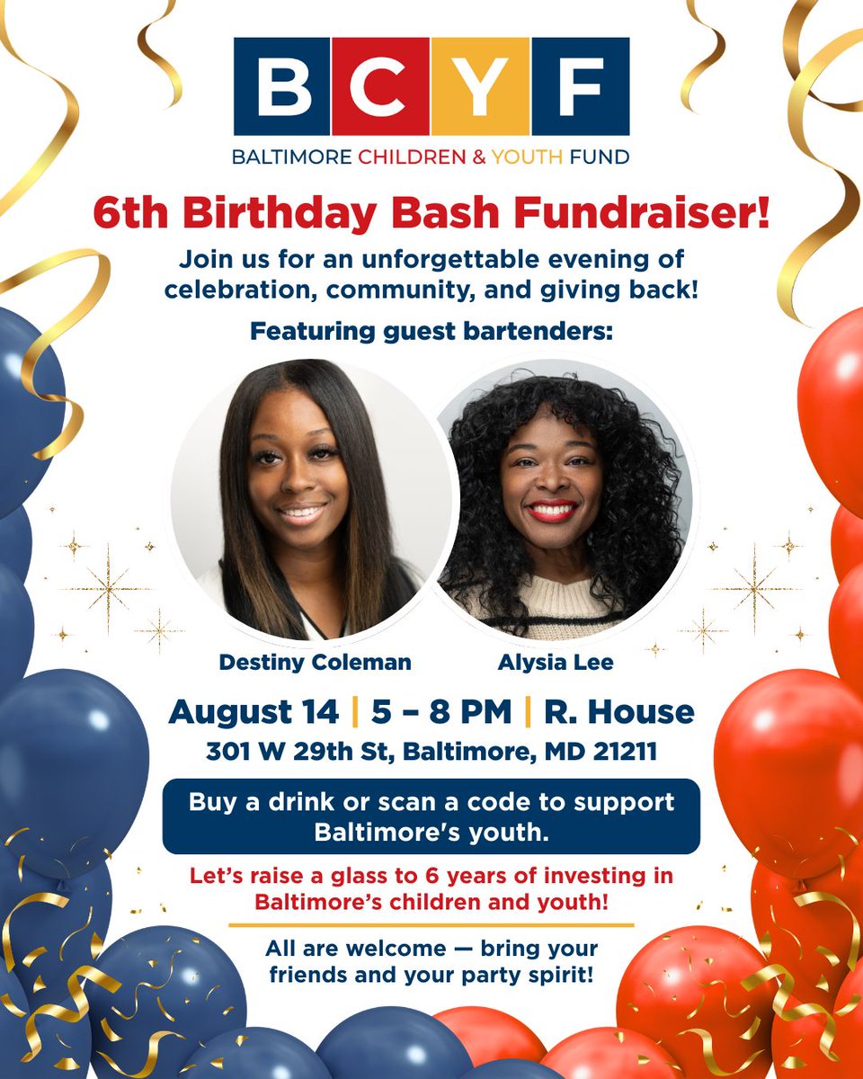 We’re turning 6! 🎉 Join us Aug 14 at R. House for a night of joy, drinks, and community power. 🍹 Featuring guest bartenders Destiny Coleman + BCYF President &amp; CEO Alysia Lee!

rbar @ R. House |📍 5–8PM | 301 W 29th St