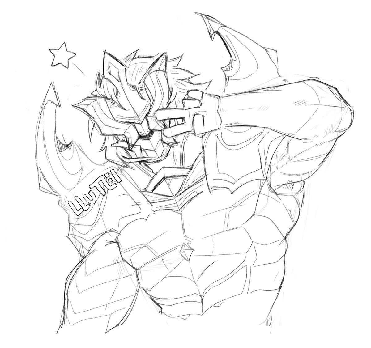 Llutei's tweet image. ☆ ~('▽^人)
#jarvaniv #j4 #tft #TeamFightTactics #LeagueOfLegends #LeagueOfLegendsFanArt #fanart #sketch #maskedjustice #SuperPlanetForceSavers #mightymecha