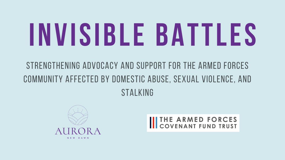 Did you see? We recently launched our new report: Invisible Battles – Strengthening Advocacy and Support for the Armed Forces Community Affected by Domestic Abuse, Sexual Violence, and Stalking.

Read the report here 👉 buff.ly/BM8f9Hy