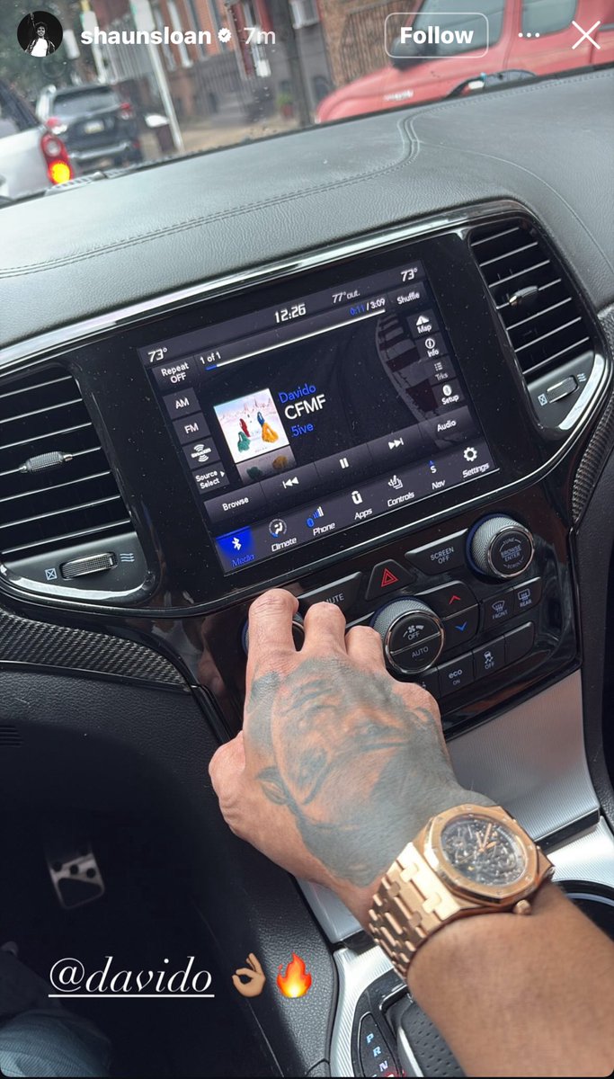 Rapper shaun Sloan shares “Cfmf” by Davido on his lG story 🔥