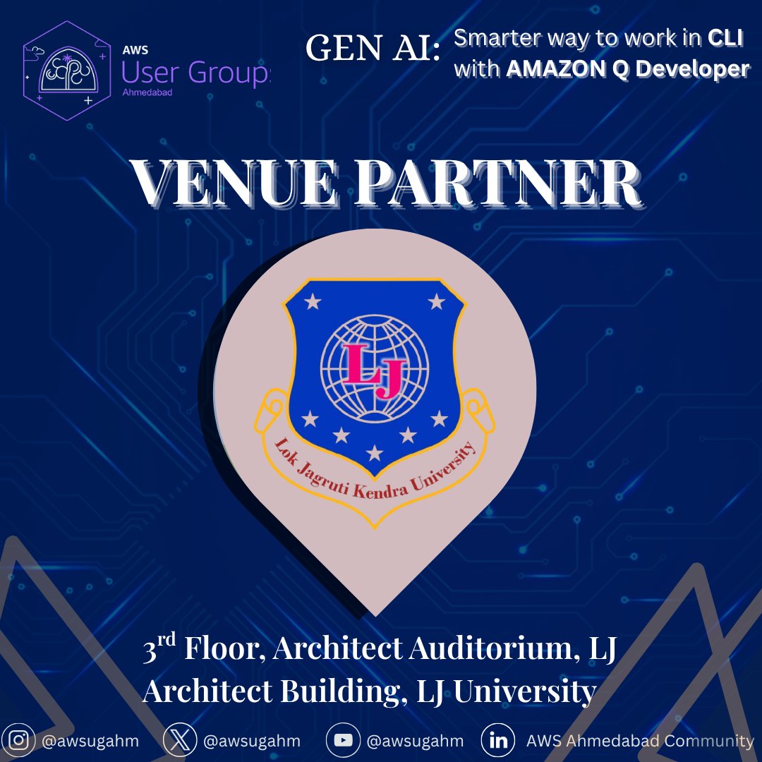 AWS UG Ahmedabad (@awsugahm) on Twitter photo ๐ฏ ๐ง๐ต๐ฒ ๐๐๐ฎ๐ด๐ฒ ๐ถ๐ ๐๐ฒ๐. ๐ง๐ต๐ฒ ๐๐ฒ๐ป๐๐ฒ ๐ถ๐ ๐น๐ผ๐ฐ๐ธ๐ฒ๐ฑ.
Weโre excited to have ๐ ๐๐ ๐๐ง๐ข๐ฏ๐๐ซ๐ฌ๐ข๐ญ๐ฒ as our official๐๏ธ ๐๐๐ง๐ฎ๐ ๐๐๐ซ๐ญ๐ง๐๐ซ
#AmazonQ #GenAI #AWSMeetup #AWSUGAHM #AWSCOMMUNITYINDIA #AWSUSERGROUP #AWSUSERGROUPINDIA #AWSCERTIFICATION ๐ฏ ๐ง๐ต๐ฒ ๐๐๐ฎ๐ด๐ฒ ๐ถ๐ ๐๐ฒ๐. ๐ง๐ต๐ฒ ๐๐ฒ๐ป๐๐ฒ ๐ถ๐ ๐น๐ผ๐ฐ๐ธ๐ฒ๐ฑ.
Weโre excited to have ๐ ๐๐ ๐๐ง๐ข๐ฏ๐๐ซ๐ฌ๐ข๐ญ๐ฒ as our official๐๏ธ ๐๐๐ง๐ฎ๐ ๐๐๐ซ๐ญ๐ง๐๐ซ
#AmazonQ #GenAI #AWSMeetup #AWSUGAHM #AWSCOMMUNITYINDIA #AWSUSERGROUP #AWSUSERGROUPINDIA #AWSCERTIFICATION