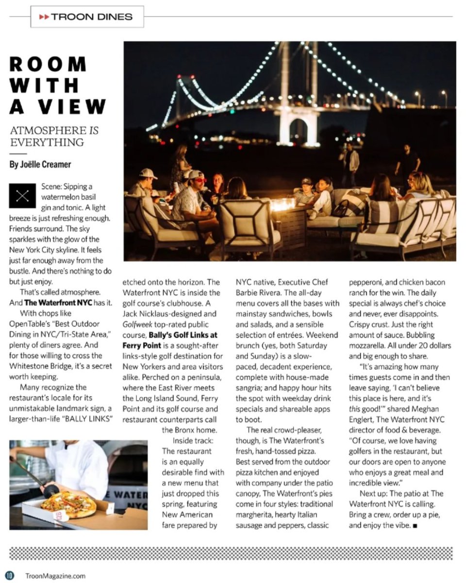 Bally's Golf Links at Ferry Point (@ballysgolffp) on Twitter photo Our restaurant, The Waterfront NYC, is featured in TROON Magazine in the "Troon Dines" section!
#BallysGolf #Troon #TheWaterfrontNYC #NYCDining
<a href="/Troon/">Troon</a> Our restaurant, The Waterfront NYC, is featured in TROON Magazine in the "Troon Dines" section!
#BallysGolf #Troon #TheWaterfrontNYC #NYCDining
<a href="/Troon/">Troon</a>