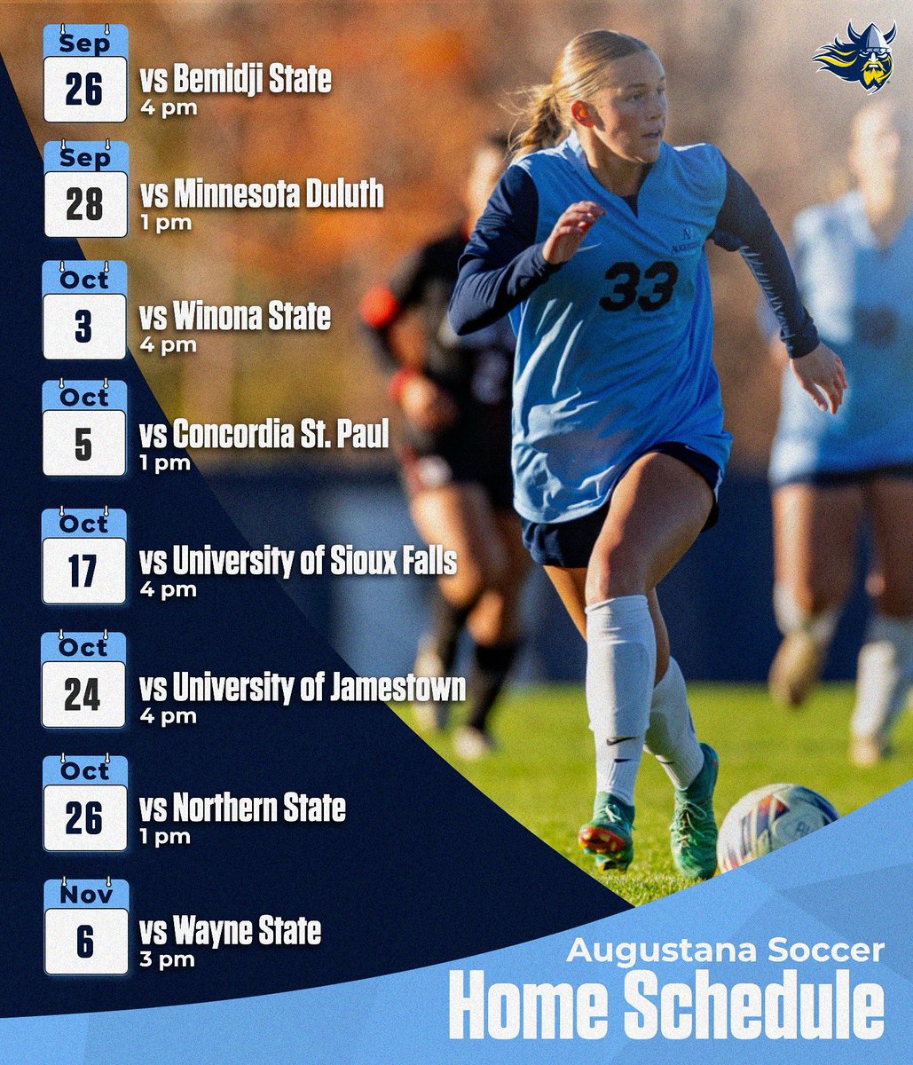 Augustana Soccer (@augiesoccer) on Twitter photo With one month until preseason, we are getting so excited to see you out at Morstad Field!!  Check out our home schedule and we will see you soon!! #KnowYourWhy ⚔️ #BuildingChampions With one month until preseason, we are getting so excited to see you out at Morstad Field!!  Check out our home schedule and we will see you soon!! #KnowYourWhy ⚔️ #BuildingChampions