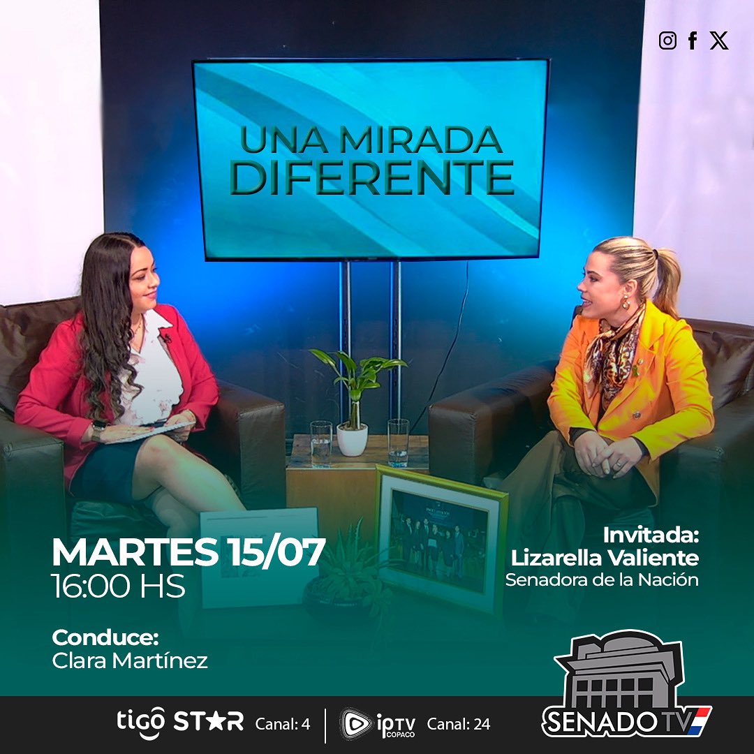 Senado TV (@senadotv24) on Twitter photo ✨ En este episodio de Una Mirada Diferente, la senadora <a href="/lizarellapy/">Lizarella Valiente</a> comparte con nosotros su lado más humano: cómo equilibra su vida como esposa, madre y legisladora.
📺 No te pierdas esta charla íntima con la conducción de <a href="/Clarymv/">Clarita Martínez Verdún</a> ✨ En este episodio de Una Mirada Diferente, la senadora <a href="/lizarellapy/">Lizarella Valiente</a> comparte con nosotros su lado más humano: cómo equilibra su vida como esposa, madre y legisladora.
📺 No te pierdas esta charla íntima con la conducción de <a href="/Clarymv/">Clarita Martínez Verdún</a>