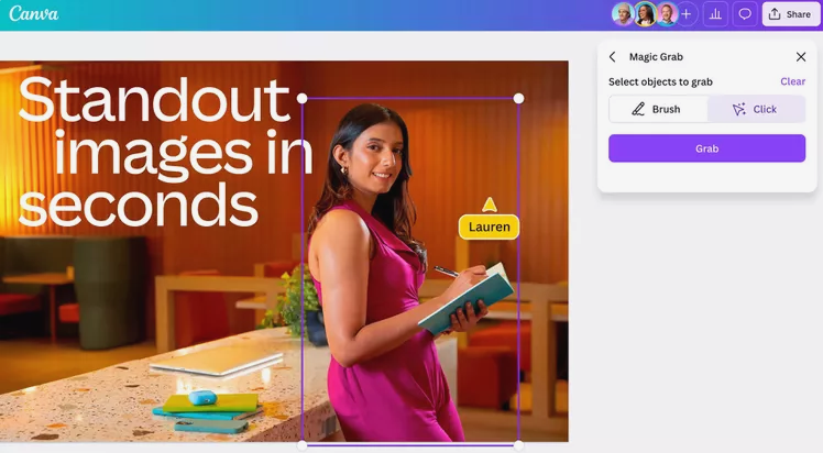 Ai_4_Creators's tweet image. Magic Grab –🪄✋ Need to move that coffee cup closer to the logo? #Canva’s new #MagicGrab lets you click‑and‑drag any object in your photo—resize, reposition, or edit in seconds. ✨👩‍🎨 Game‑changer for social graphics!