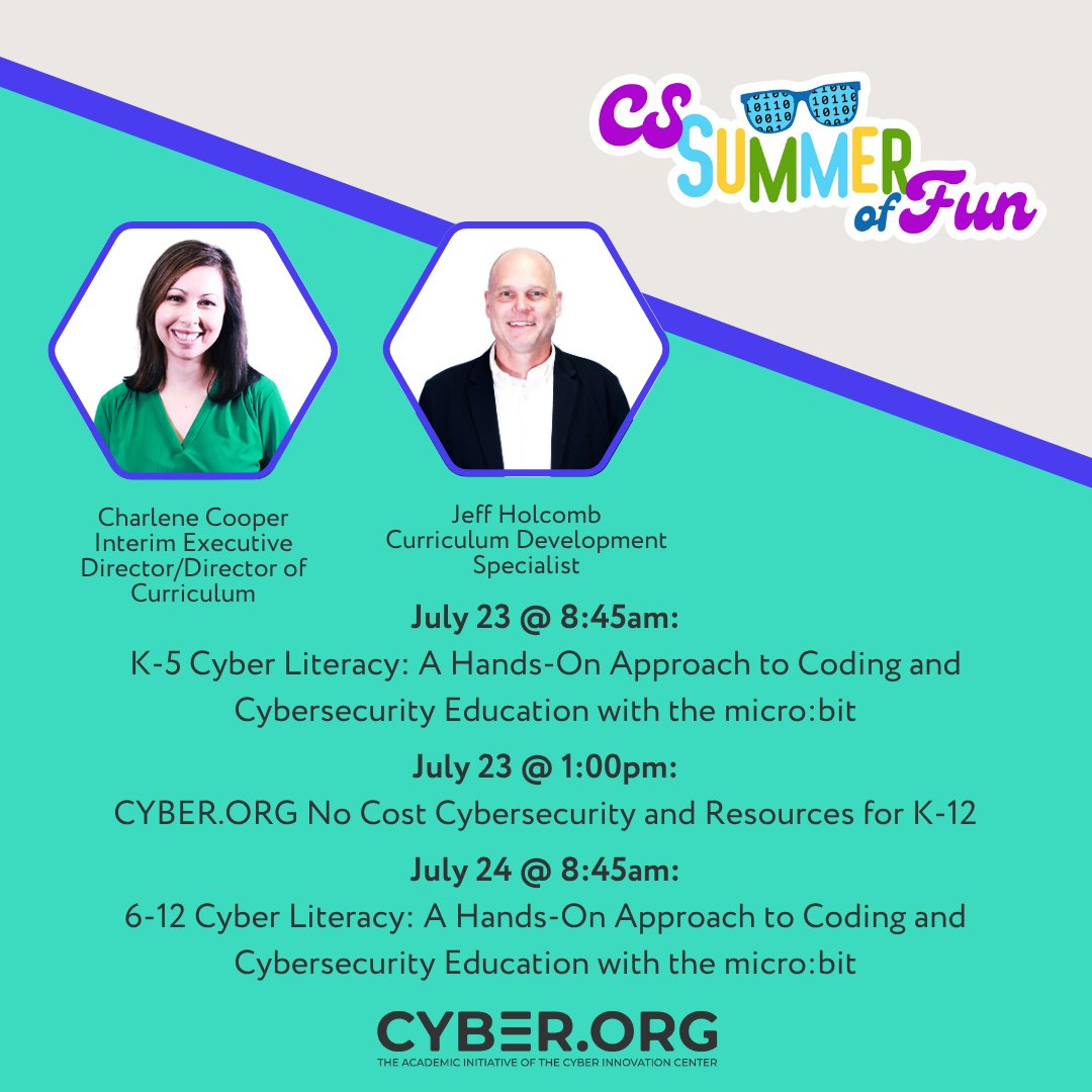 cyber_dot_org's tweet image. CYBER.ORG will be all over the country next week at @BTBOCES_IP Smart Start and @projectlogin CS Summer of Fun. If you're attending one of these events, we'd love to see you so don't hesitate to say hello!