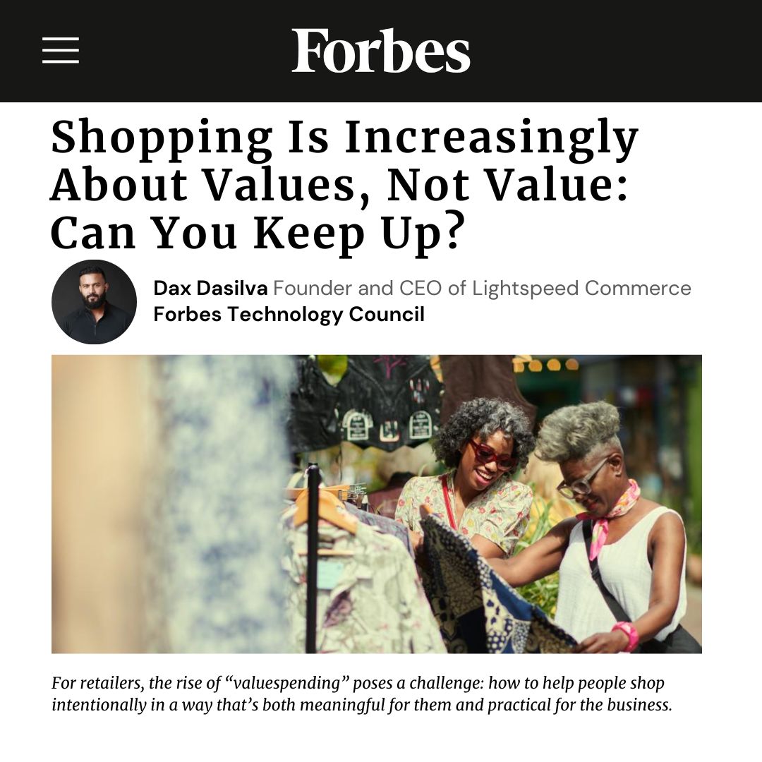 From a recent <a href="/LightspeedHQ/">Lightspeed Commerce</a> study, 1 in 2 shoppers say that values will play a bigger role in their spending going forward. For retailers, the message is clear. This rise in “valuespending” is reshaping how people shop. Check out my latest piece: bit.ly/3GG6Xom