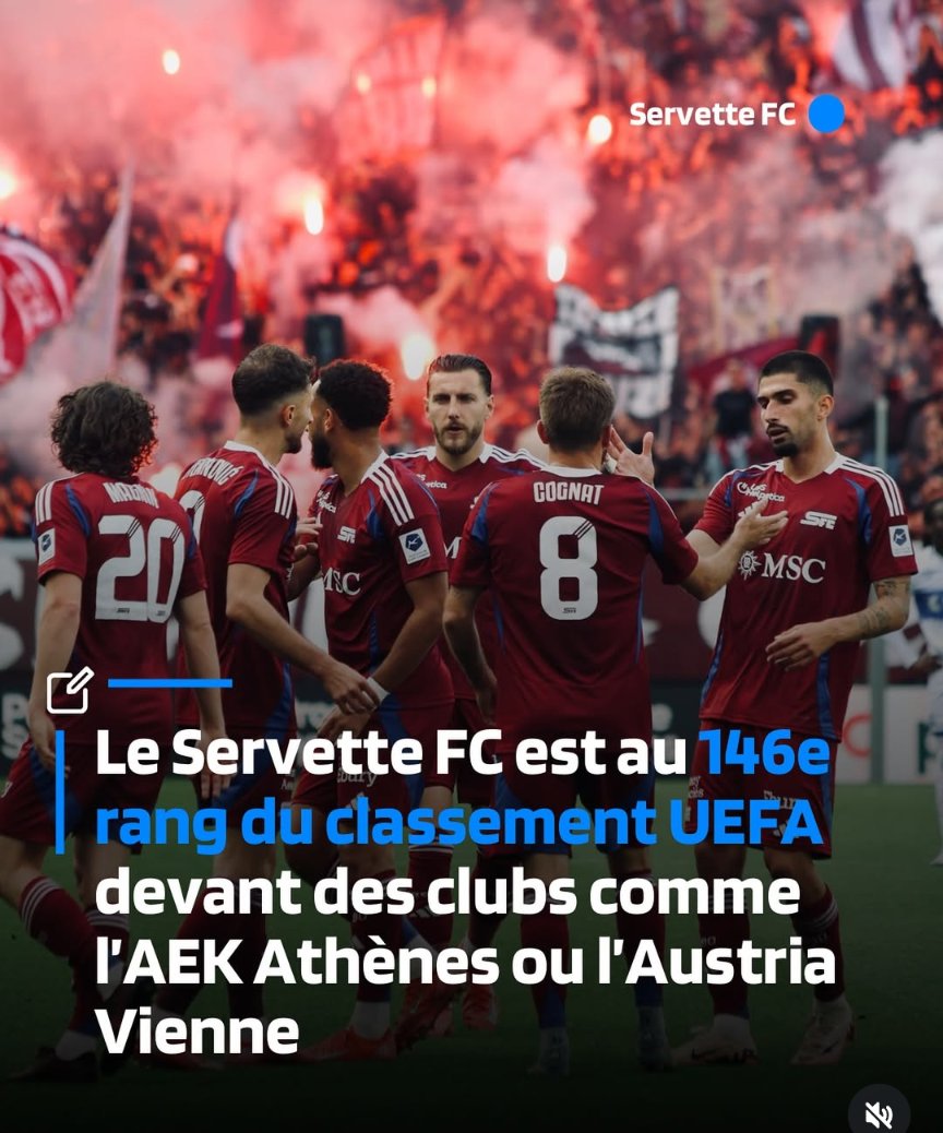 Lucarne Grenat (@lucarnegrenat) on Twitter photo ๐๐ช๐บ ๐๐ ๐๐๐๐๐๐๐๐ ๐
๐ ๐๐๐ ๐๐๐๐ ๐๐ ๐๐๐๐๐๐๐๐๐๐ ๐๐๐
๐
๐ฐ ร la veille de la nouvelle saison europรฉenne, les Grenats sont classรฉs 146e en Europe sur 414 รฉquipes. Une lรฉgรจre hausse depuis la saison derniรจre, oรน le SFC รฉtait 155eme.
๐๐จ๐ญ Servette est ๐๐ช๐บ ๐๐ ๐๐๐๐๐๐๐๐ ๐
๐ ๐๐๐ ๐๐๐๐ ๐๐ ๐๐๐๐๐๐๐๐๐๐ ๐๐๐
๐
๐ฐ ร la veille de la nouvelle saison europรฉenne, les Grenats sont classรฉs 146e en Europe sur 414 รฉquipes. Une lรฉgรจre hausse depuis la saison derniรจre, oรน le SFC รฉtait 155eme.
๐๐จ๐ญ Servette est