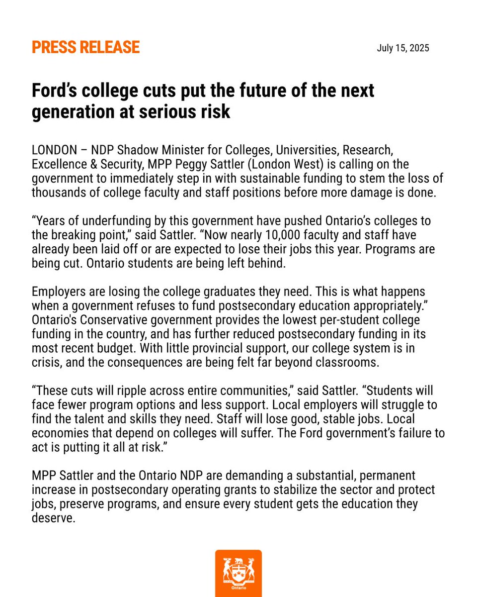 #NEW: Ford's college cuts put the future of the next generation at serious risk