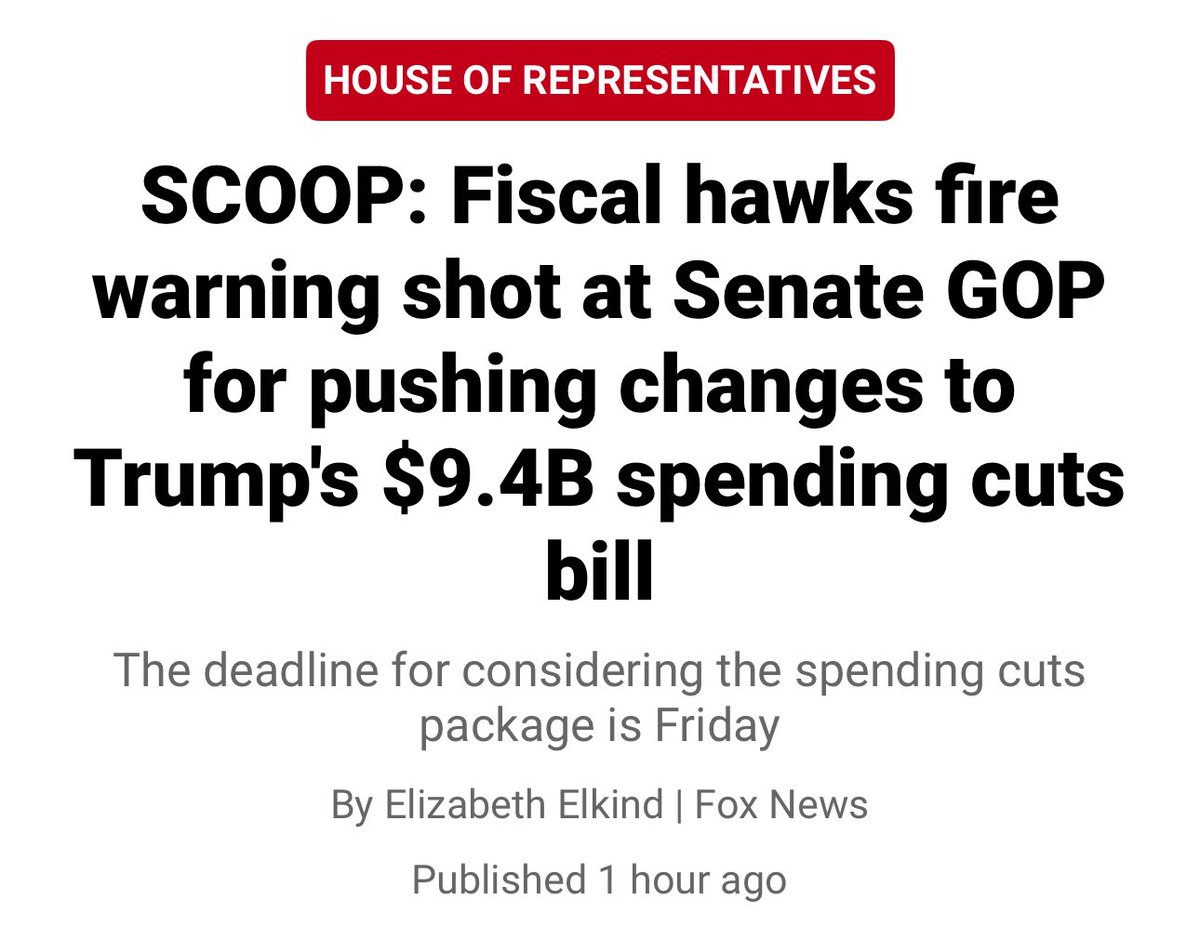 The U.S. is $37 TRILLION in debt. 

Passing a $9.4 billion rescissions package to claw back woke and wasteful spending is the absolute least we could do. 

The Senate needs to get on board or get out of the way.
