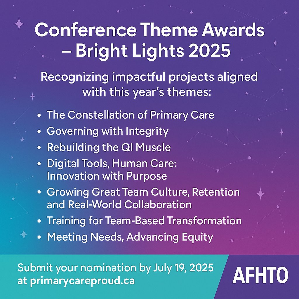 The Constellation of Primary Care
Know an initiative that’s building strong system partnerships? Nominate them for a Bright Lights Award that honours collaboration and integrated care.
Submit by July 19: primarycareproud.ca/awards
#PrimaryCareProud #TeamBasedCare