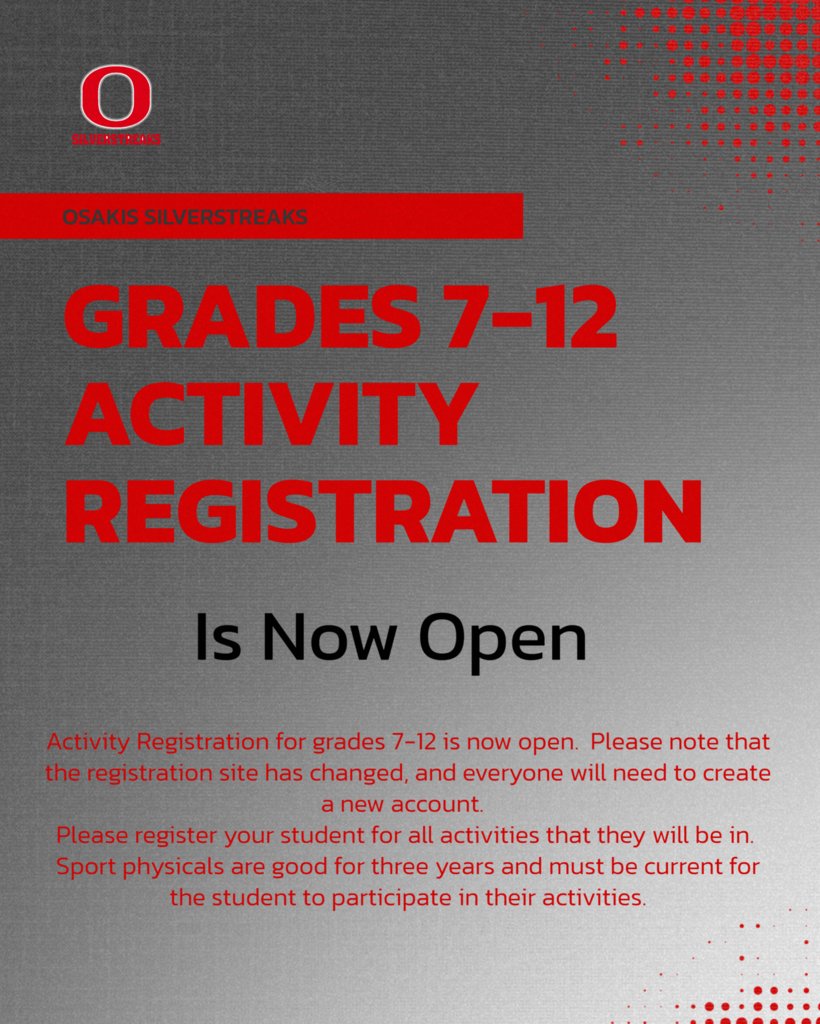Activity Registration is now open for students in grades 7-12.  Parents can access the portal by using this link: students.arbitersports.com/organizations/…
