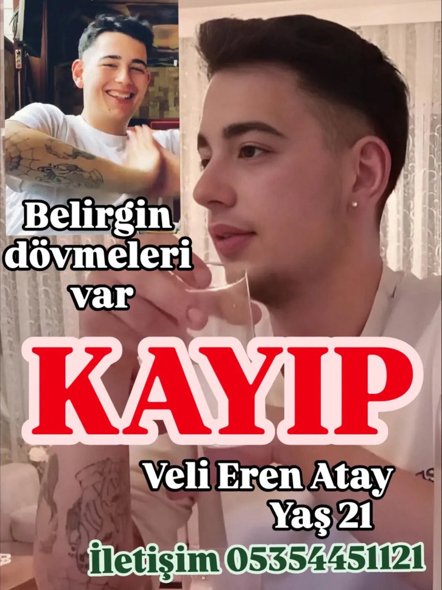 MehmetBerkErgin's tweet image. ÖMRÜM YETTİKÇE TÜM KAYIP ÇOCUKLARI BULUNANA KADAR DUYURACAĞIM 🙏
Neredesin be çocuk :(((
Veli Eren Atay halen bulunamadı
Annesi çok üzülüyor
Lütfen inceleyelim, belki görenleriniz olabilir
2 yıl önce İzmir'de kaybolmuştu
Görenler 112 acil durum hattını arayabilir