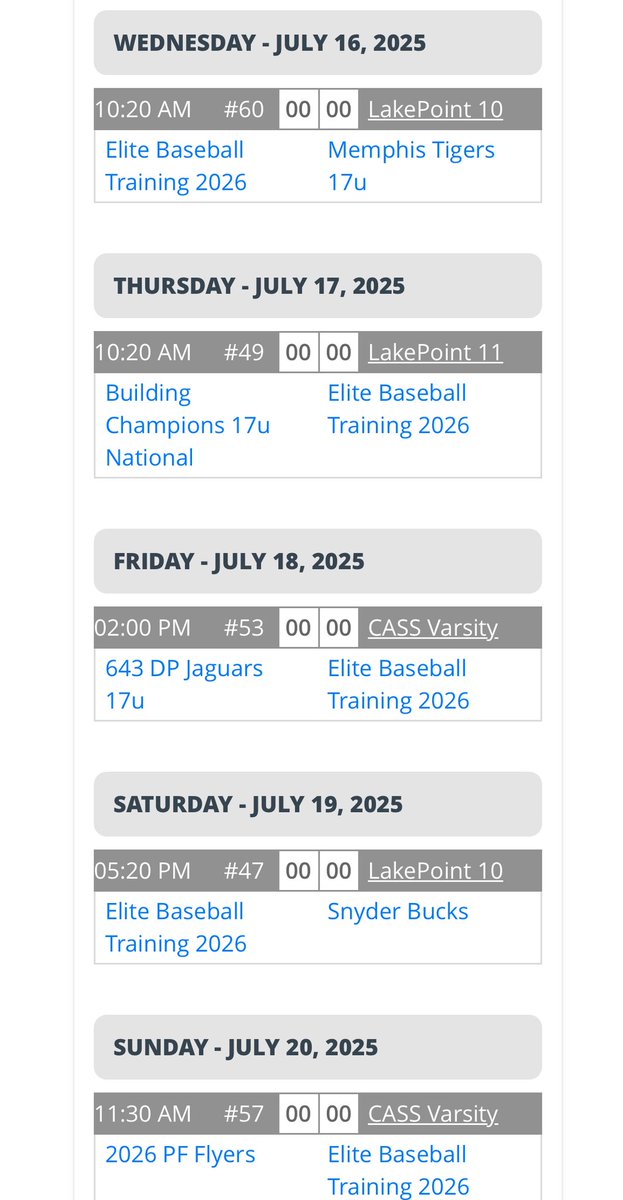 Jacob Jelinek (@jacobjelinek) on Twitter photo Here’s my schedule for the PBR 17u National Championship at Lakepoint! Excited to get after it with <a href="/teams_elite/">Elite Baseball Teams</a> <a href="/CoachVanMill/">Matt Van Mill</a>! Here’s my schedule for the PBR 17u National Championship at Lakepoint! Excited to get after it with <a href="/teams_elite/">Elite Baseball Teams</a> <a href="/CoachVanMill/">Matt Van Mill</a>!
