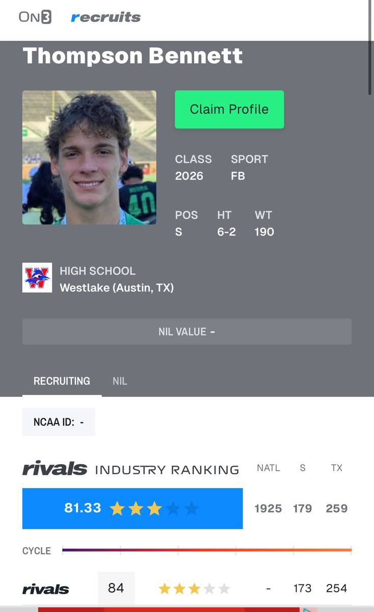 Thompson Bennett (@t_b_bennett) on Twitter photo Blessed to be a 3⭐️ on <a href="/Rivals_HS/">Rivals High School</a> and <a href="/On3sports/">On3</a>
<a href="/BaylorMullins/">Baylor Mullins</a> <a href="/CoachTSalazar/">Tony Salazar</a> <a href="/CoachRosch/">John Rosch</a> Blessed to be a 3⭐️ on <a href="/Rivals_HS/">Rivals High School</a> and <a href="/On3sports/">On3</a>
<a href="/BaylorMullins/">Baylor Mullins</a> <a href="/CoachTSalazar/">Tony Salazar</a> <a href="/CoachRosch/">John Rosch</a>