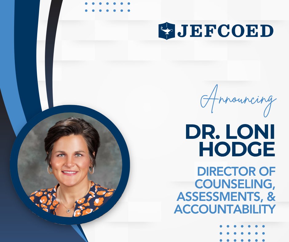 JEFCOED's tweet image. Please help us congratulate Dr. Loni Hodge, our new Director of Counseling, Assessments, and Accountability! Dr. Hodge is starting her 19th year in education, most recently serving as principal of Grantswood Community School. We are excited to see Dr. Hodge take on this new role!