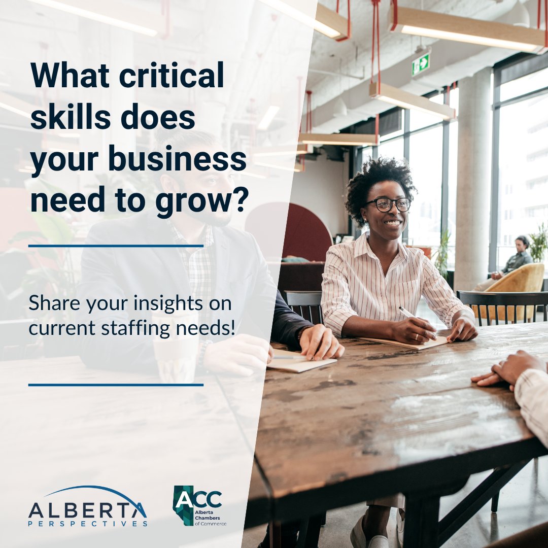 We heard from businesses – hiring skilled talent is a challenge!

We want to learn more about your experience hiring people with the skills that your business needs to succeed.

Open until 5pm on July 25th:
research.albertaperspectives.ca/jfe/form/SV_01…

#abchambers #ABPerspective #abbiz #advocacy