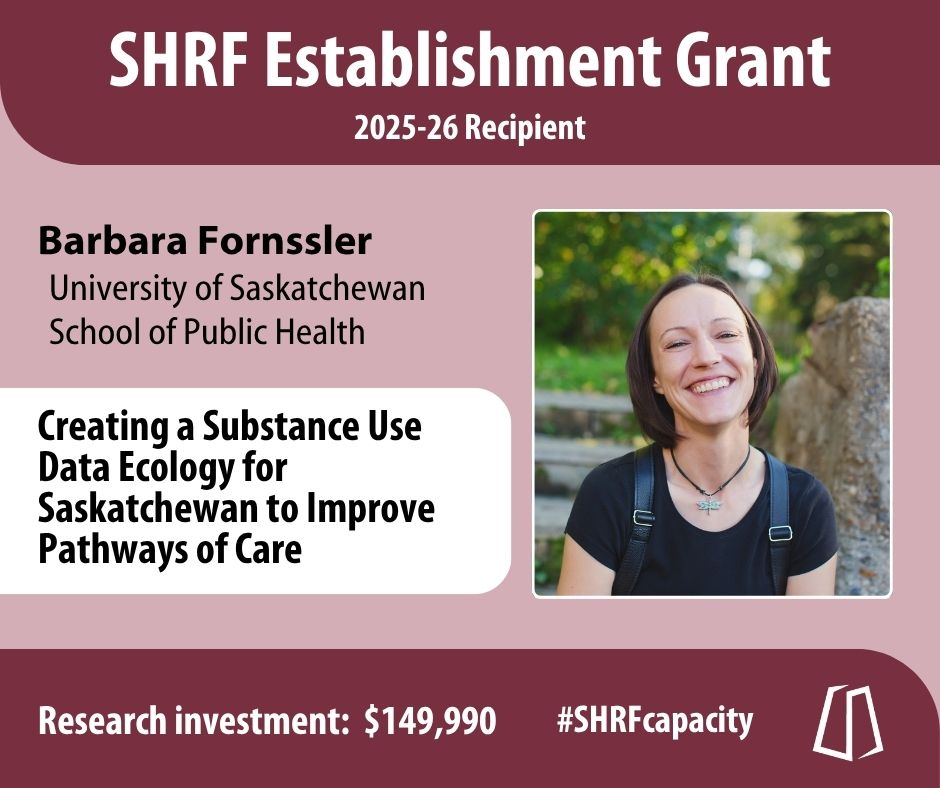 _SHRF_'s tweet image. SHRF announce Barbara Fornssler at @SchoolofPublic3 as one of our 2025-26 Establishment Grant recipients!
Learn more at shrf.ca/post/2025-26-e…
@CrismCan @SkNEIHR @cityofsaskatoon @SUMAConnect