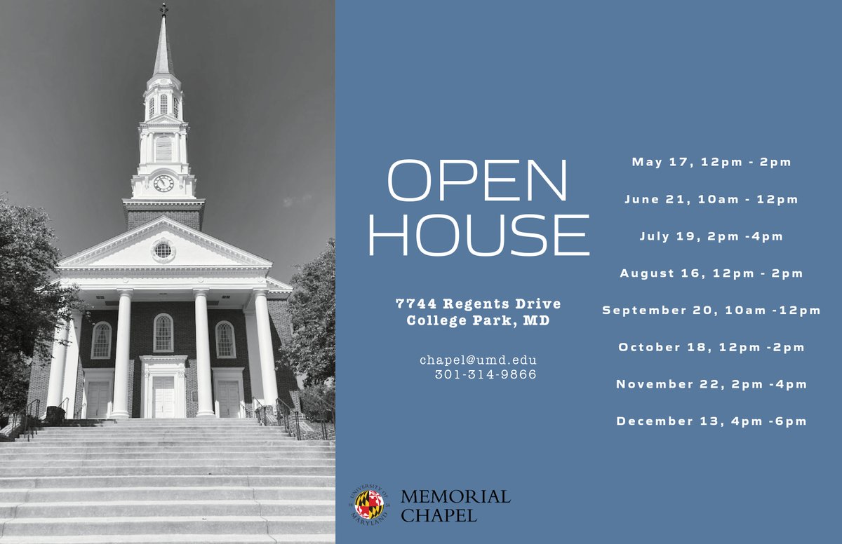 ✨ You're invited to the Memorial Chapel Open House this Saturday, July 19th, from 2–4 PM!

We have plenty of open dates available—let's bring your vision to life!

#MemorialChapel #OpenHouse #WeddingVenue #EventSpace #UMD