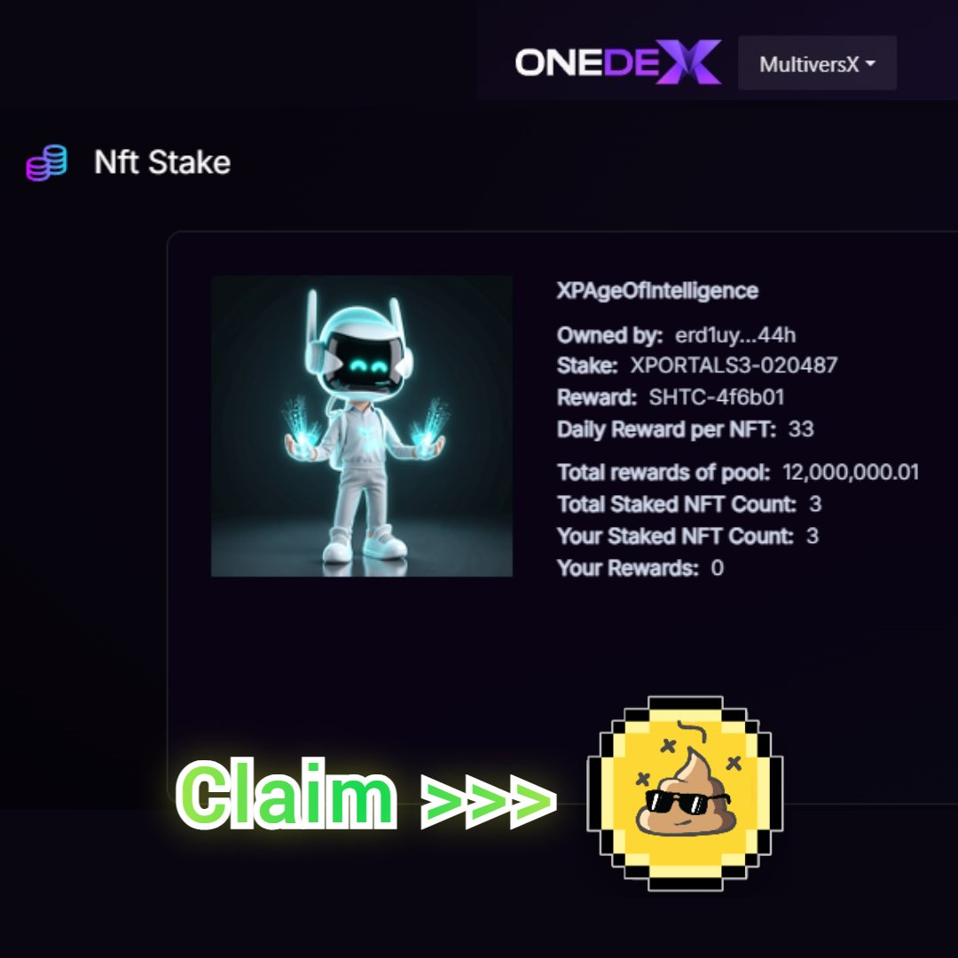 📡STAKE xPortal NFTs &amp; Claim 💩SHTC 🔥
<a href="/PulsarMvX/">Pulsar MVX</a> send 0.123 EGLD to 88 reactions

👉OneDex/NFT Staking 👍