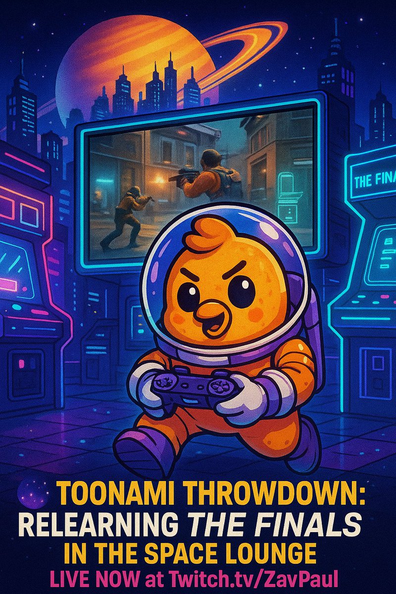 ItsZavPaul's tweet photo. ๐ข Now Live Tweet:
๐จ Back in the Finals like itโs my first tournament all over again. Relearning the chaos, Toonami style.
๐พ Space Lounge doors are open, come vibe!
๐ด Live now: https://t.co/22IxdVnIWK | https://t.co/Adzh4X8R2U
#TheFinals #Toonami #SpaceLounge https://t.co/YJ9BfRXHLi