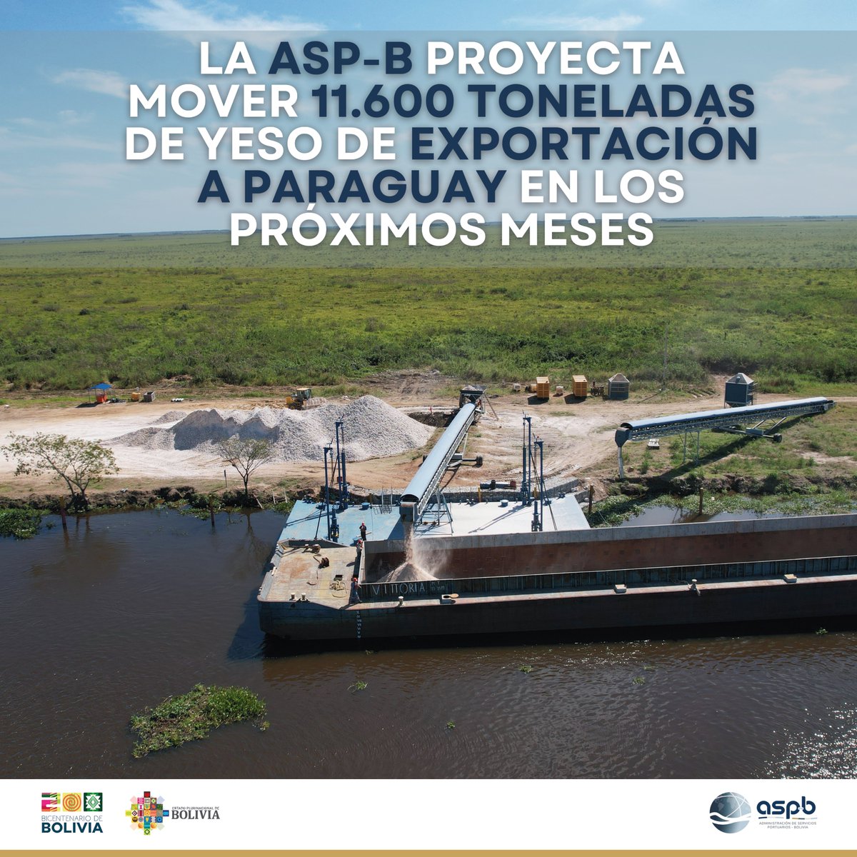 𝗟𝗮 𝗔𝗦𝗣-𝗕 𝗽𝗿𝗼𝘆𝗲𝗰𝘁𝗮 𝗺𝗼𝘃𝗲𝗿 𝟭𝟭.𝟲𝟬𝟬 𝘁𝗼𝗻𝗲𝗹𝗮𝗱𝗮𝘀 𝗱𝗲 𝘆𝗲𝘀𝗼 𝗱𝗲 𝗲𝘅𝗽𝗼𝗿𝘁𝗮𝗰𝗶𝗼́𝗻 𝗮 𝗣𝗮𝗿𝗮𝗴𝘂𝗮𝘆 𝗲𝗻 𝗹𝗼𝘀 𝗽𝗿𝗼́𝘅𝗶𝗺𝗼𝘀 𝗺𝗲𝘀𝗲𝘀
#PuertoBusch
#UnidosEnElBicentenario
#2025BicentenarioDeBolivia