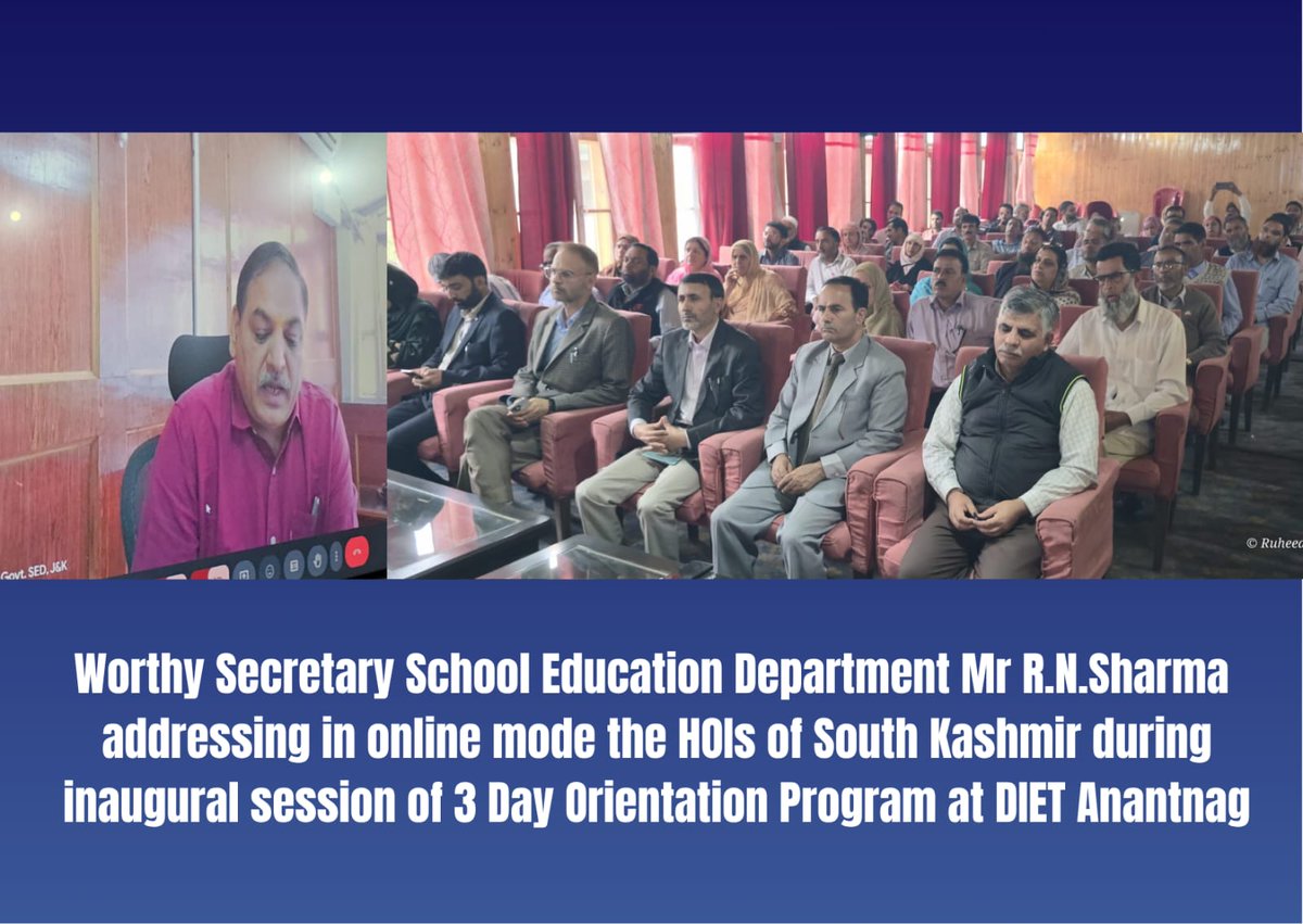 slascertjk's tweet photo. SLA-SCERTJK in collaboration with DIET Anantnag conducts Second Phase of Induction Training for Headmasters at DIET Anantnag. 
@NIEPA_Official @sakinaitoo @NabiItoo @OfficeOfLGJandK https://t.co/qWDH77RRno
