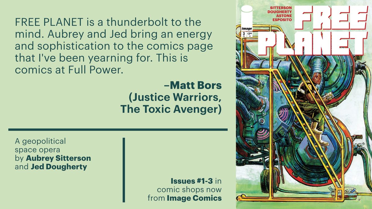 aubreysitterson's tweet image. The comics industry is recognizing how utterly unique FREE PLANET is. @MattBors, of The Nib, Justice Warriors and the new ongoing Toxic Avenger series, had this to say about The Shape of Comics to Come.
Find issues #1-3 at your comic shop NOW.
Preview: bit.ly/OrouranAttack