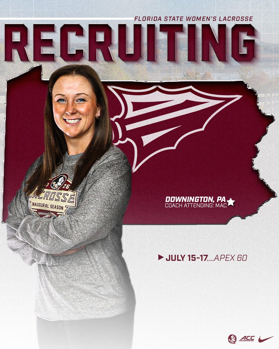 FSU_WLAX's tweet image. 𝑺𝒆𝒎𝒊𝒏𝒐𝒍𝒆 𝑹𝒆𝒄𝒓𝒖𝒊𝒕𝒊𝒏𝒈 🔥🍢
@CoachMac_FSU is in Pennsylvania for the Apex 60 Showcase ‼️‼️
#NolesLax | #BuildIt