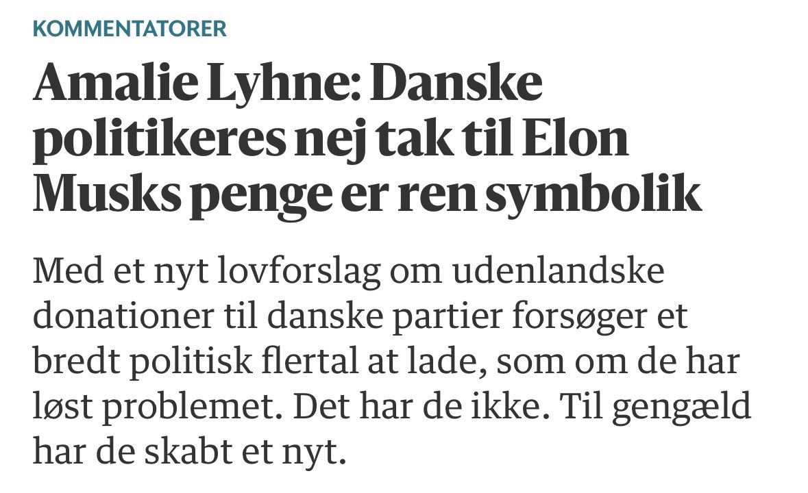 Carl Andersen (@carlandersenla) on Twitter photo Tak til <a href="/amalie_lyhne/">Amalie Lyhne</a> for at tilslutte sig <a href="/LiberalAlliance/">Liberal Alliance</a> tilgang til den nu vedtagne donationslov. Ren symbolpolitik med mange utilsigtede konsekvenser #dkpol Tak til <a href="/amalie_lyhne/">Amalie Lyhne</a> for at tilslutte sig <a href="/LiberalAlliance/">Liberal Alliance</a> tilgang til den nu vedtagne donationslov. Ren symbolpolitik med mange utilsigtede konsekvenser #dkpol