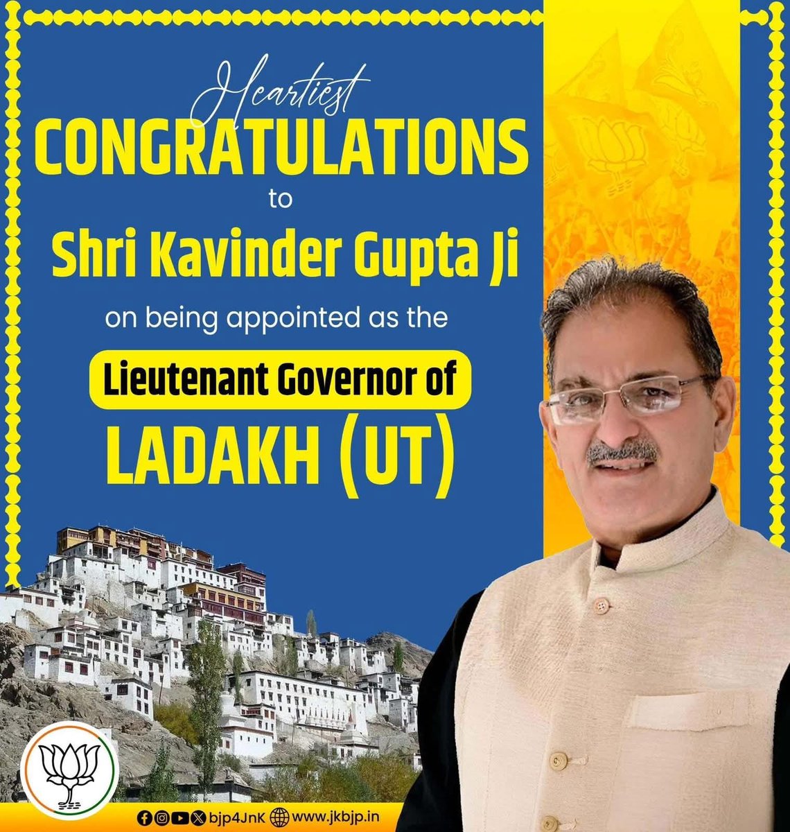 IMPORTANCE OF UT OF LADAKH FOR PAKISTAN OCCUPIED GILGIT &amp; BALTISTAN (PoGB):

My heartiest congratulations to Shri KAVINDER GUPTA Ji on being appointed as Lieutenant Governor of the UT of LADAKH.

As a Lieutenant Governor of the UT of LADAKH, while he definitely has issues of