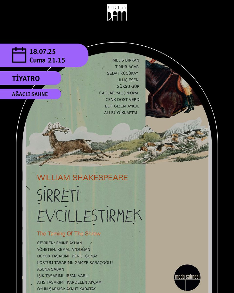 moda sahnesi Shakespeare oyunları UrlaDam’da!
Kampanyalı bilet almak için;
Othello - 16 Temmuz Çarşamba, 21:15 biletinial.com/tr-tr/tiyatro/…
Macbeth - 17 Temmuz Perşembe, 21:15 biletinial.com/.../macbeth-tr…
Şirreti Evcilleştirmek - 18 Temmuz Cuma, 21:15 biletinial.com/tr-tr/tiyatro/…
Kombine bilet