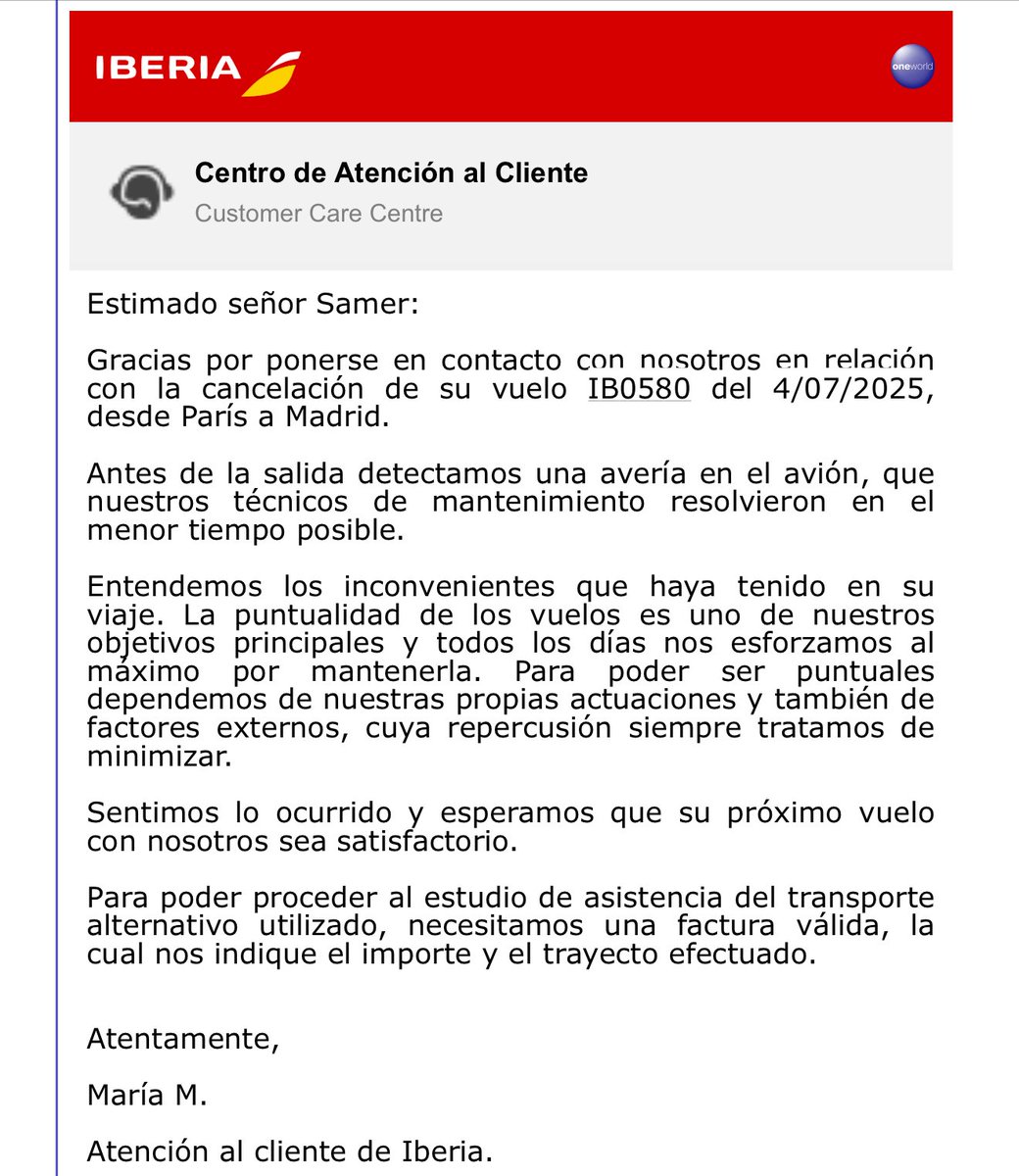 marrubsam's tweet photo. @Iberia El vuelo fue cancelado y ahora me mandáis este email ? Estáis de broma verdad ? @consumidores @logitravel https://t.co/6W4veSdF9F