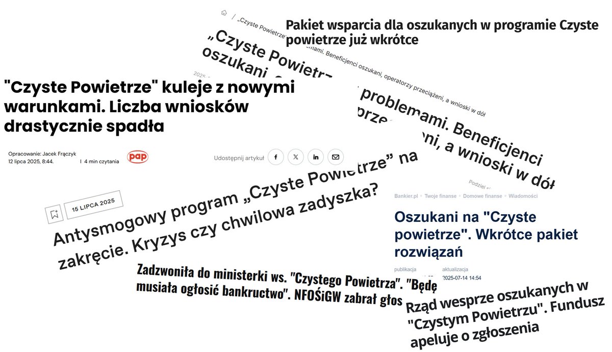 Program #CzystePowietrze  potrzebuje grubej kreski.

Po pierwsze trzeba pilnie poradzić sobie z przeszłością. Rząd musi wypić piwo, które sam naważył nie podejmując działań w odpowiednim czasie. Setki, a może tysiące oszukanych beneficjentów od których teraz fundusze ochrony