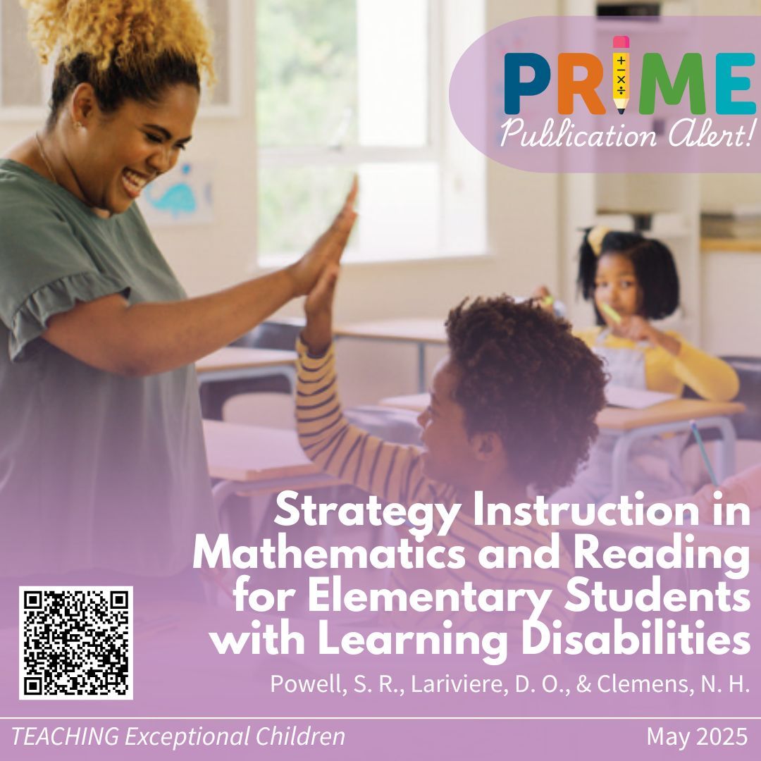 sarahpowellphd's tweet image. Read more about using strategy instruction to help students with both math AND reading! This is free to download! journals.sagepub.com/doi/10.1177/00…