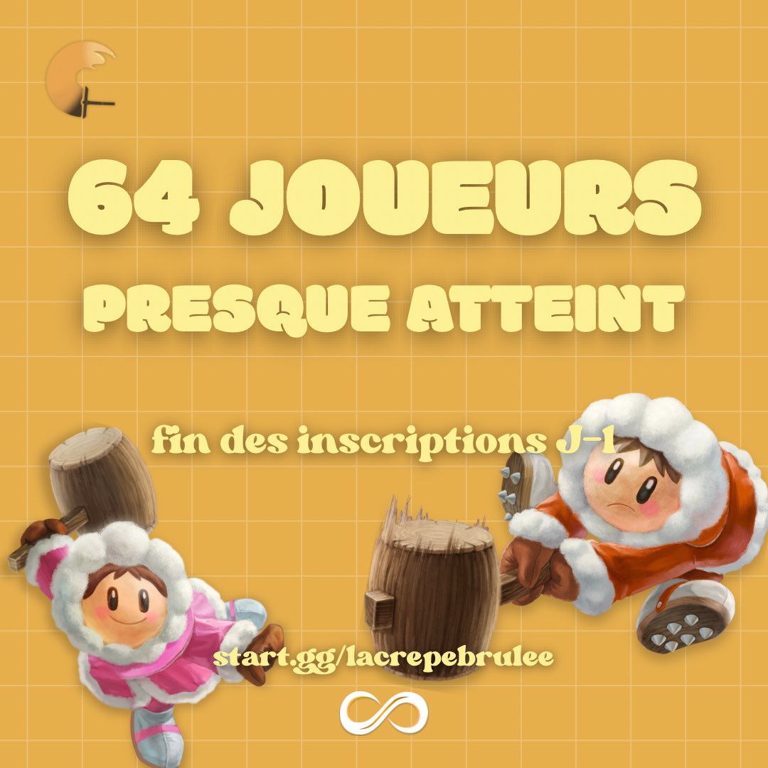 BIENTÔT LES 64 JOUEURS ‼️

Les inscriptions finissent DEMAIN SOIR
On peut clairement atteindre ce palier la team, on compte sur VOUS 🫵🏻

Normal Bird : 15€