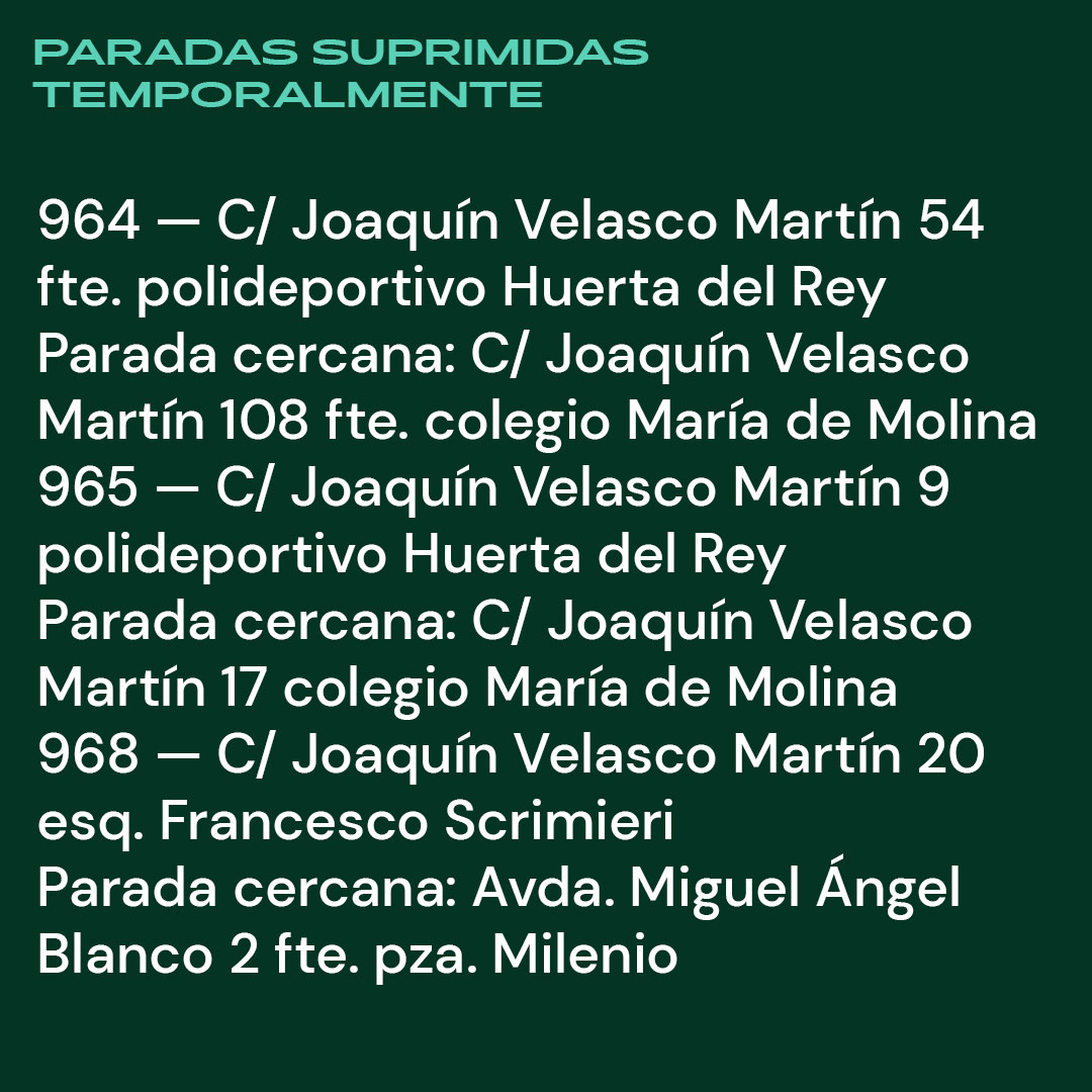 ⛔️ Previsión de corte en la #CalleJoaquínVelascoMartín entre avda. Miguel Ángel Blanco y avda. Sánchez Arjona

📅 A partir de mañana, miércoles 16 de julio

🚍 Líneas afectadas: 8, M5, B3, F3 y F5

❌🚏 Paradas suprimidas: C/ Joaquín Velasco Martín 9, 20 y 54
✅🚏 Más cercanas: