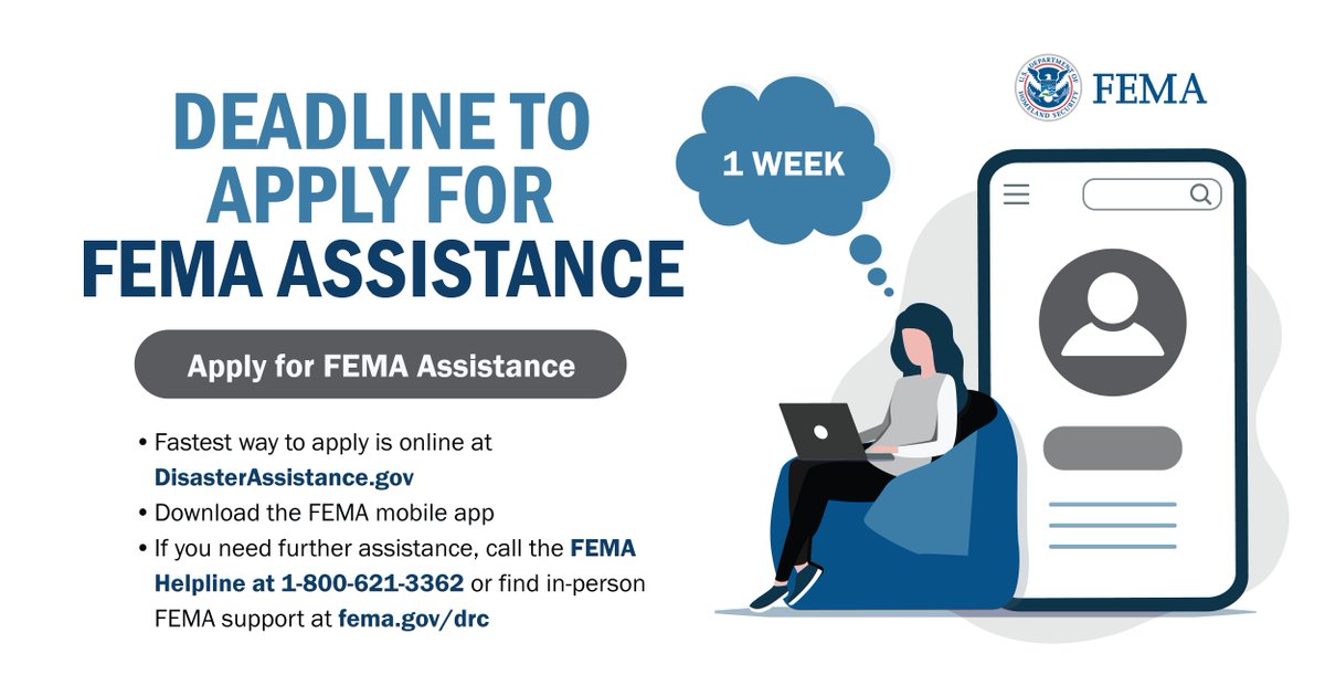 FEMARegion6's tweet image. 📢OKLAHOMA – Homeowners and renters in Cleveland, Creek, Lincoln, Logan, Oklahoma, Pawnee, and Payne counties who were affected by the March wildfires and straight-line winds have 7 days to apply for FEMA assistance. Deadline: July 22. Learn more: fema.gov/press-release/…