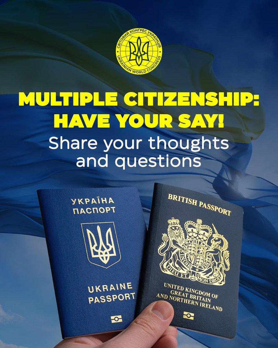 UWCongress's tweet image. Today, President Zelenskyy signed a historic law introducing the institution of multiple citizenship in #Ukraine. UWC has made the adoption of this law one of its key priorities since 2019.
⬇️ What do you think about this change?