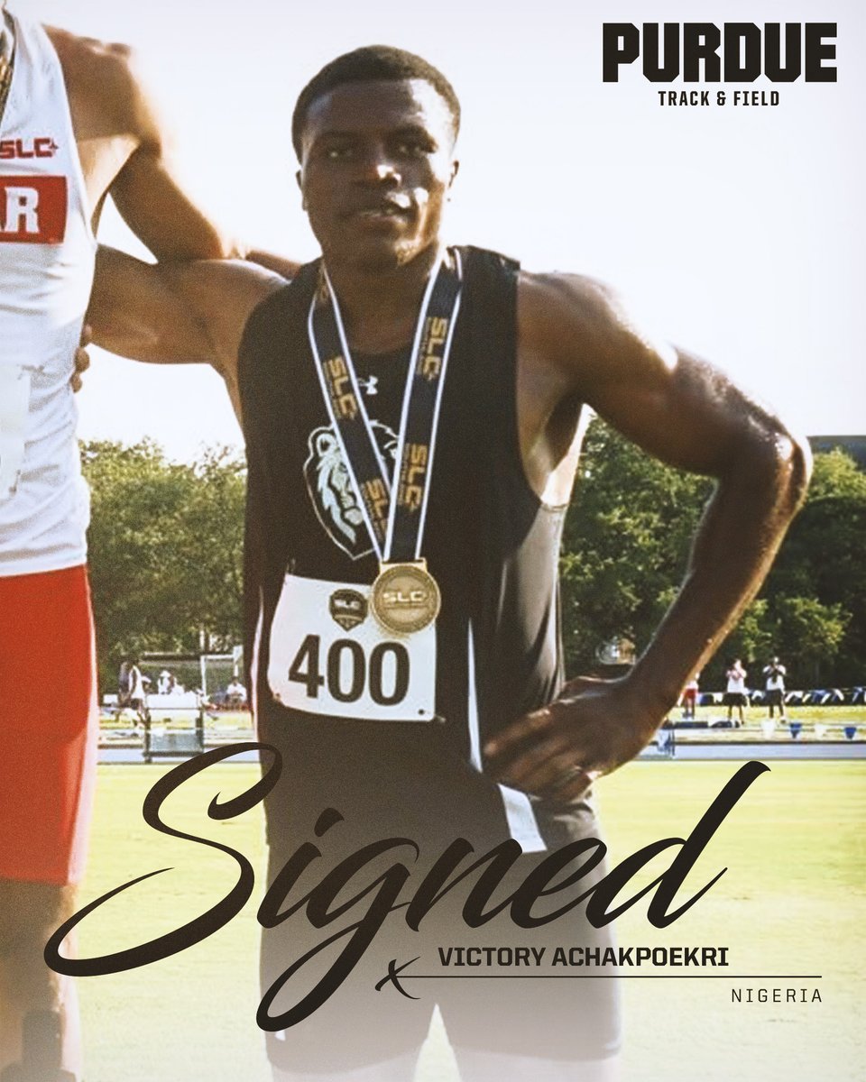 PurdueTrackXC's tweet image. A Southland Conference 400m medalist is headed our way π
Victory Achakpoekri is officially a Boilermaker!
πββοΈ Sprints
π Nigeria